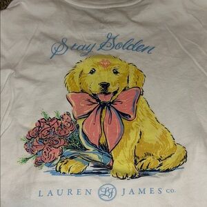 Lauren James Stay Golden long sleeve tee golden retriever and flowers